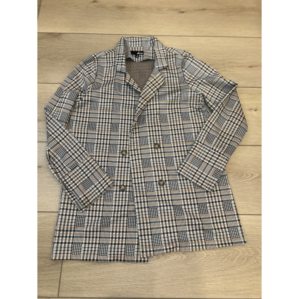Akaiv Women's Plaid‎ Double-Breasted Blazer Size Small